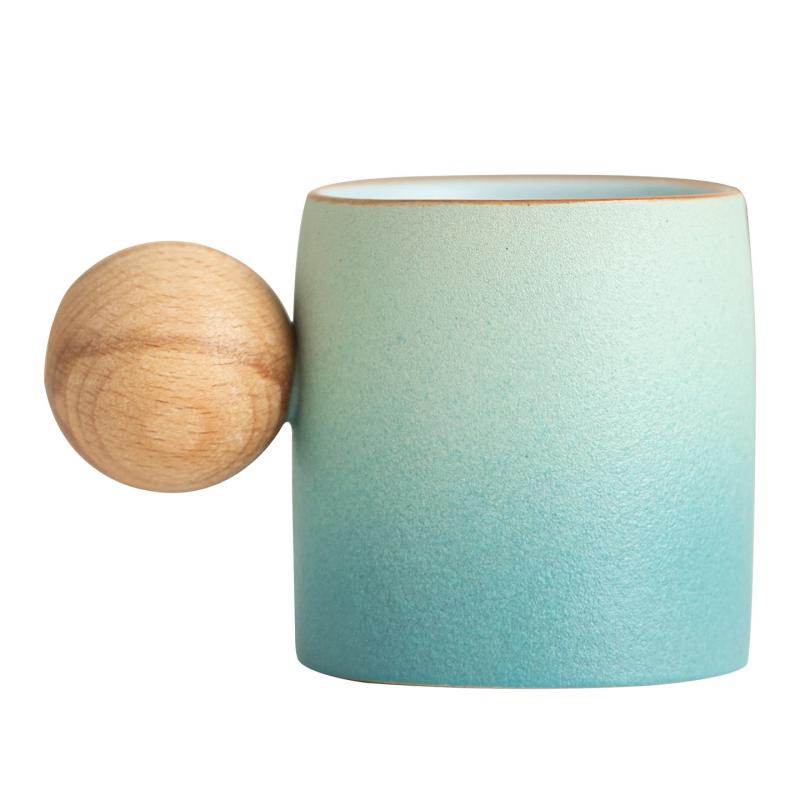 Gradient Keramický hrnek Dřevěná kuličková rukojeť pro domácí dárek