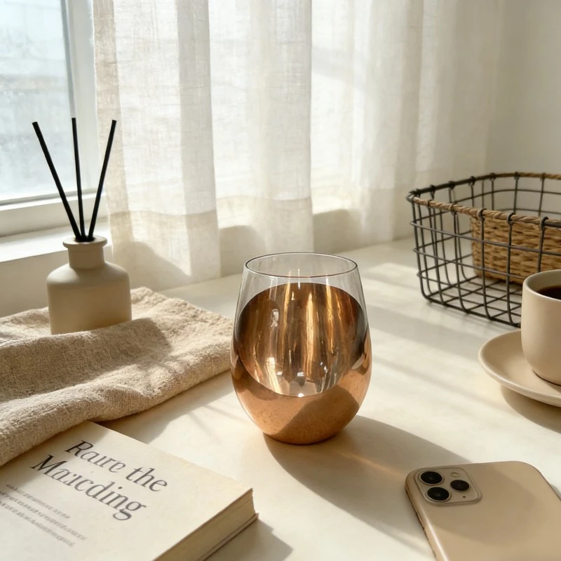 Multi Finish Half Plated Stemless Wine Glass